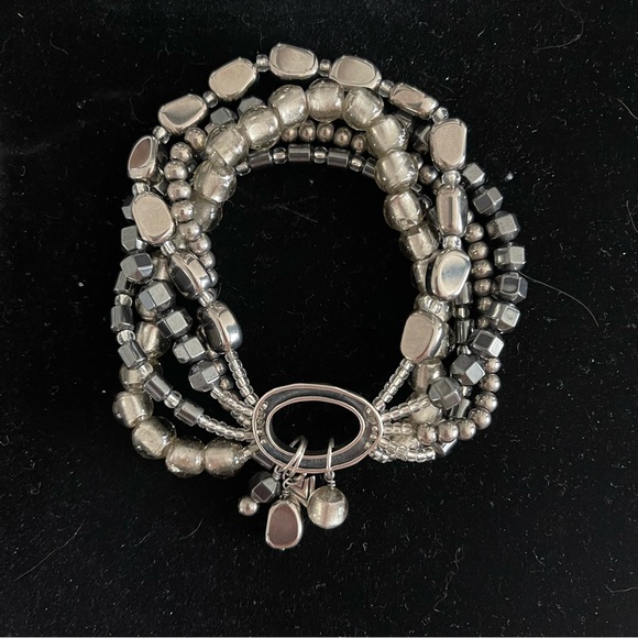 STERLING SILVER | 925 Retired Hailstone Multi Strand Stretchy Bracelet LIKE New - Picture 3 of 5